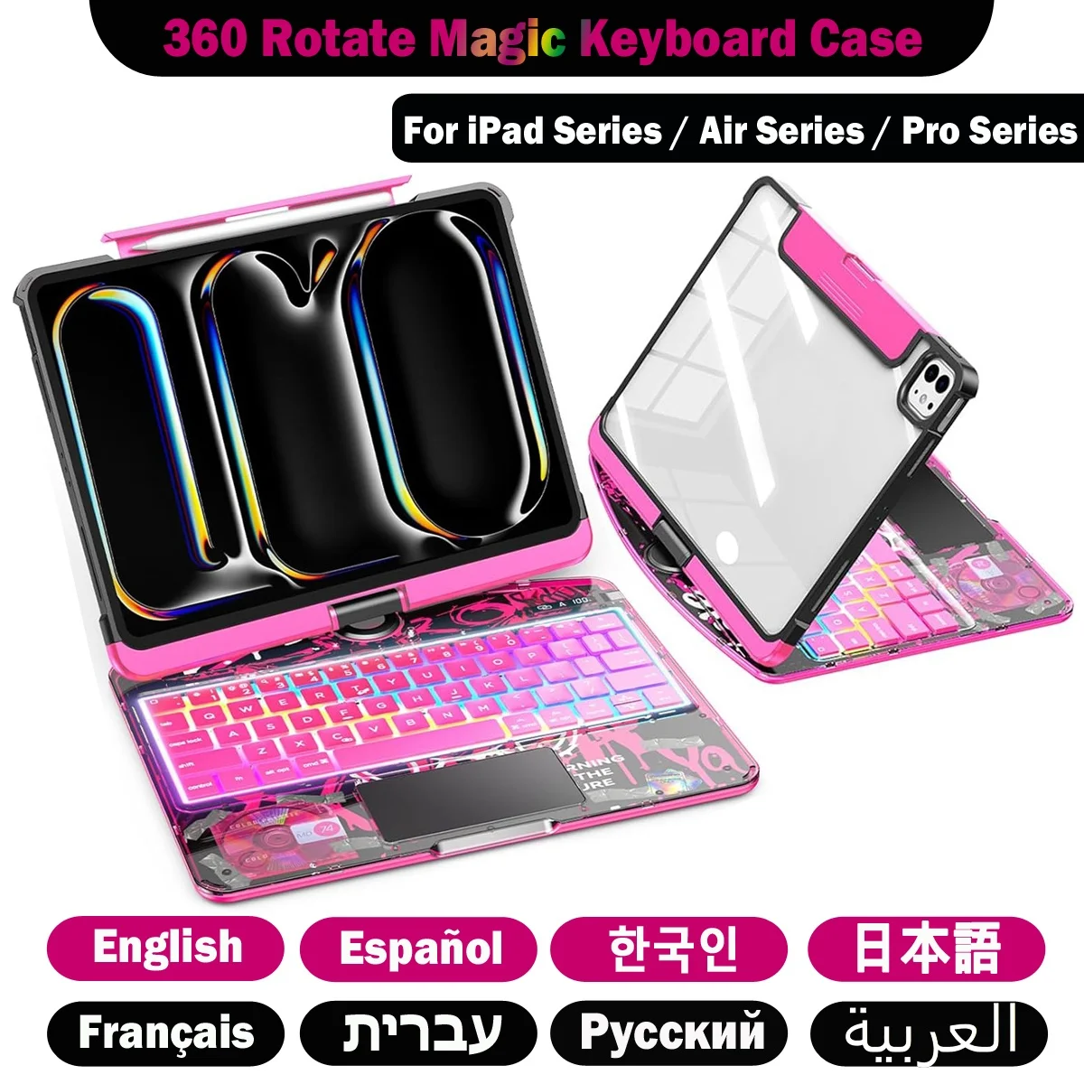 Wireless Bluetooth Rotatable Magic Keyboard For iPad Air 11 13 6th Air 5 4 iPad 11 A16 10th Case For iPad Pro 11 13 M4 Pro 12.9