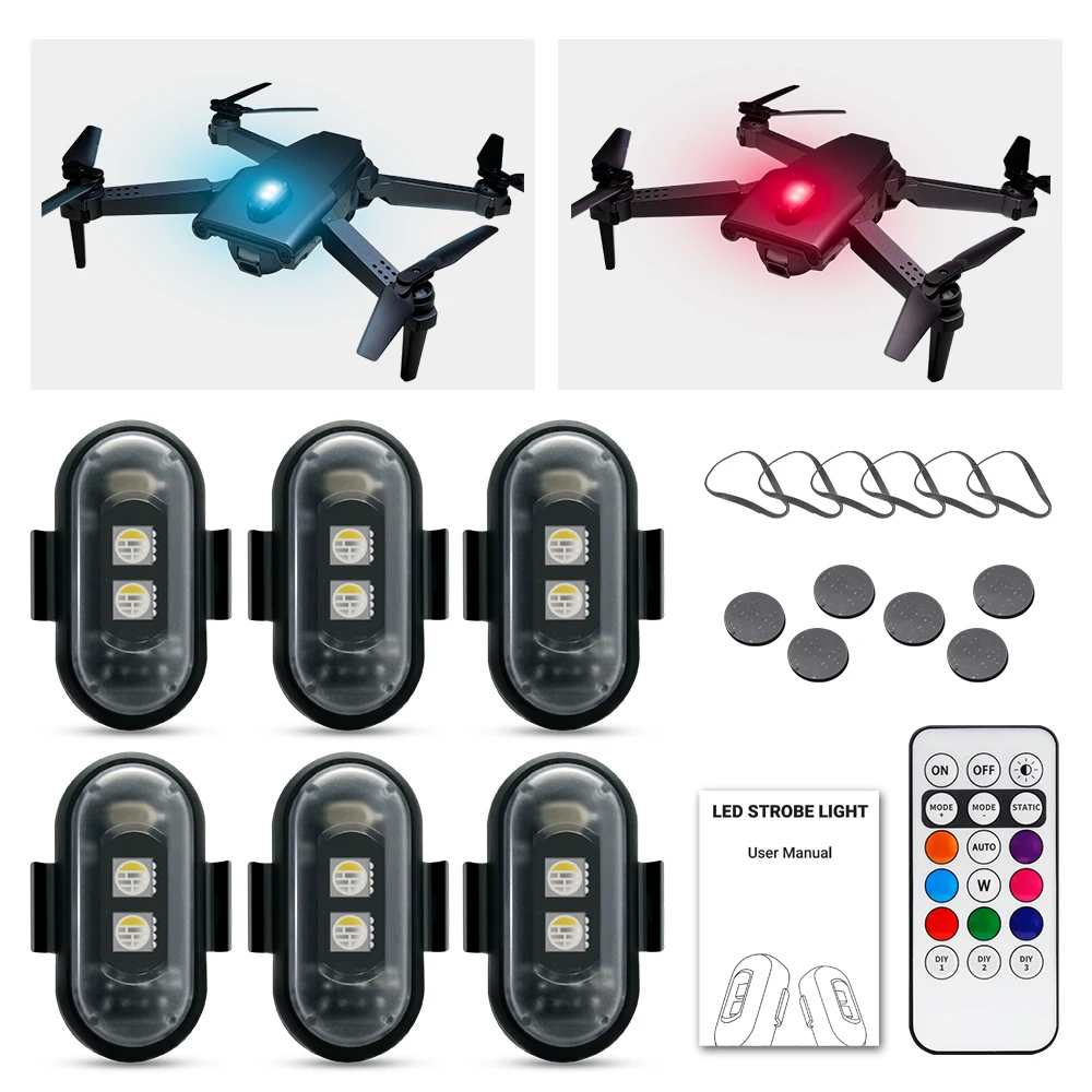 Motorcycle Strobe Light, APP Controlled RGB LED, Universal for Scooter/Car/Helmets/Drone, 5V