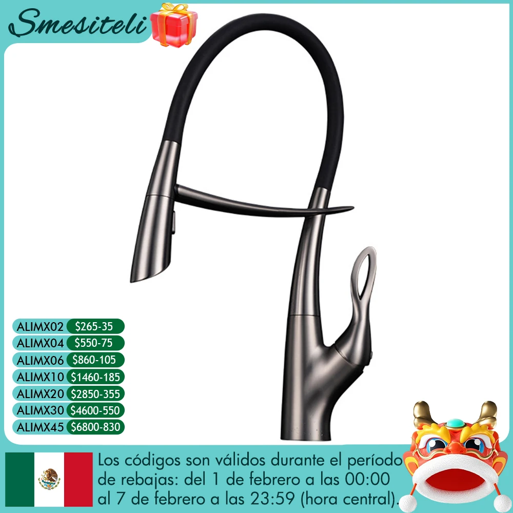 Pull Out Sensor Kitchen Faucet Single Handle Digital Display Pull Sprayer Tap Mounted Sink Mixer