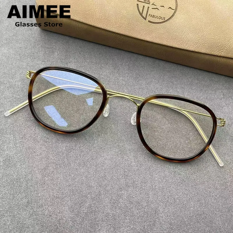 Denmark Brand Air Titanium Screwless Glasses Frame Men Oval Round Ultralight Eyeglasses MAX Women Handmade With Ring Eyewear