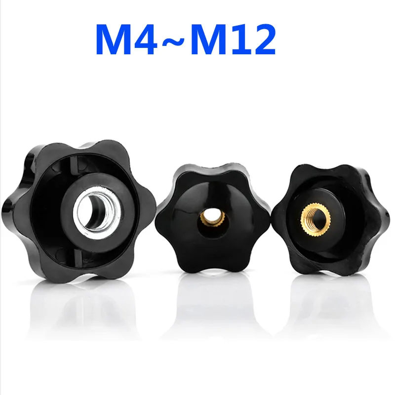 Knob Nuts Plum Hand Tighten Nuts Handle Thread Star Mechanical Black Thumb Nuts Clamping Knob Manual Nuts M4 M5 M6 M8 M10 M12