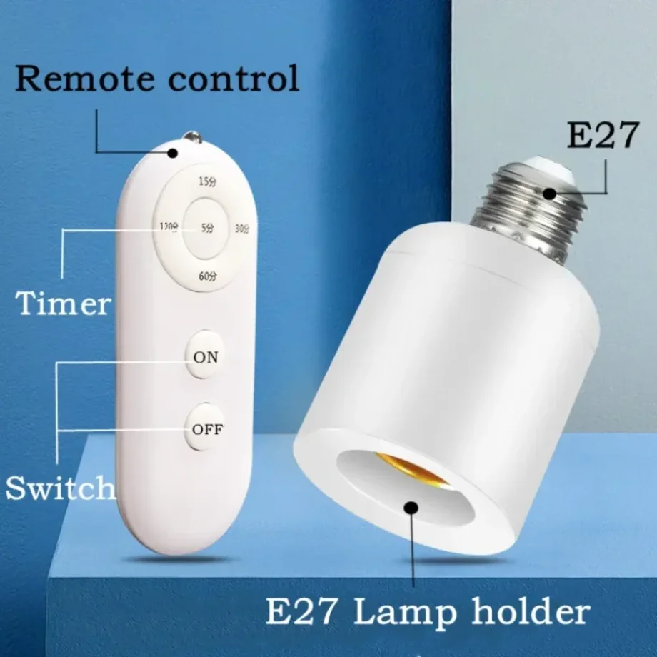 Wireless Remote Control E27/E26 Lamp Holder Smart Timer Switch 110V 220V Bedroom Baby Room House Multi Light Switch