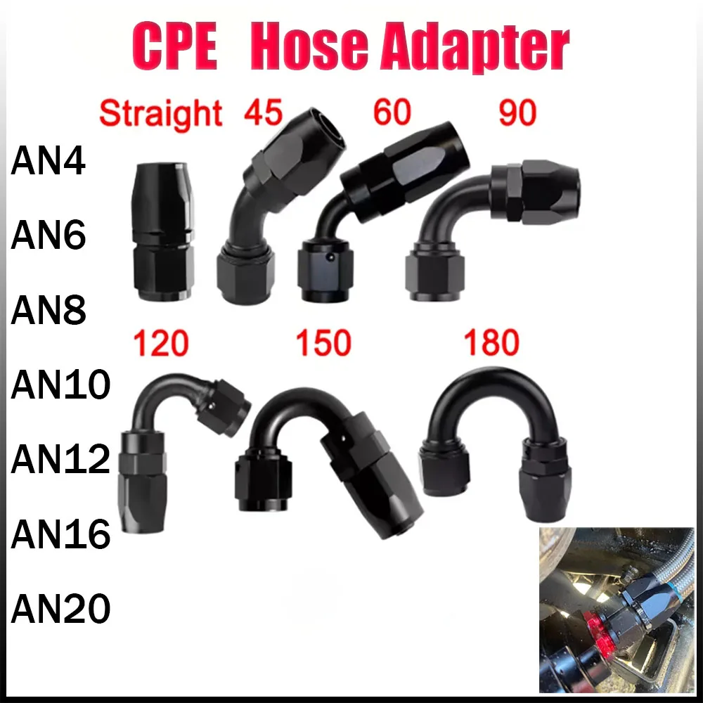 Hose Rotary Joint Fuel Adapter 0-180 Degrees AN4 AN6 AN8 AN10 AN12 AN16 AN20- Pipe Fuel Hose Joint Kit