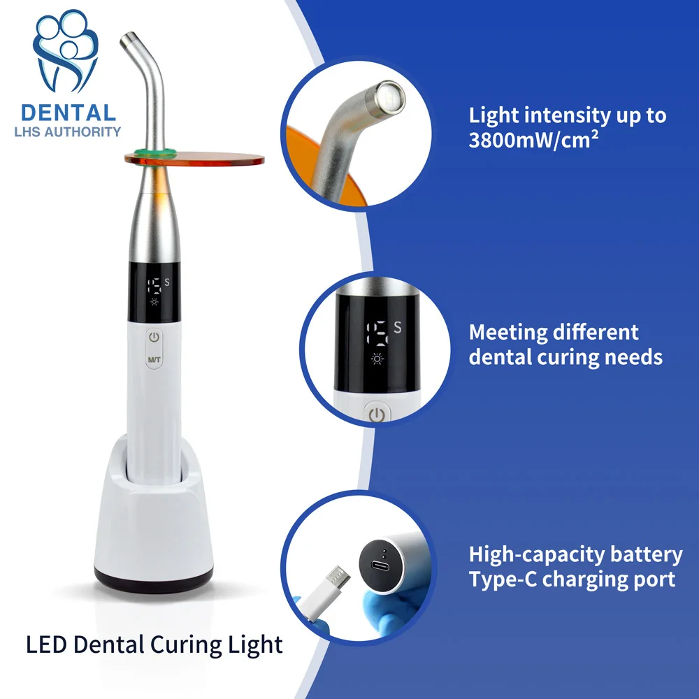 LED Wireless Dental Curing Light Lamp Machine Dentistry Polymerize Resin Cure 5s/3mm Lamp Light Cured Dental Orthodontics