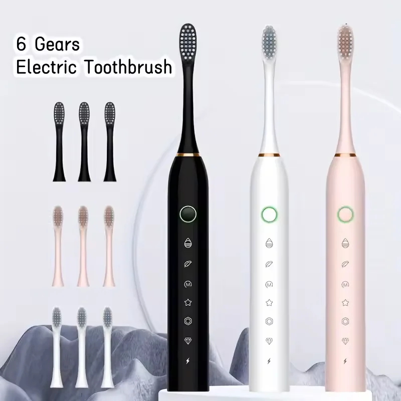 Electric Ultrasonic Toothbrush Six Speed Mode Home Soft Hair USB Charging Waterproof Adult Tooth Cleaner Automatic Couple Set