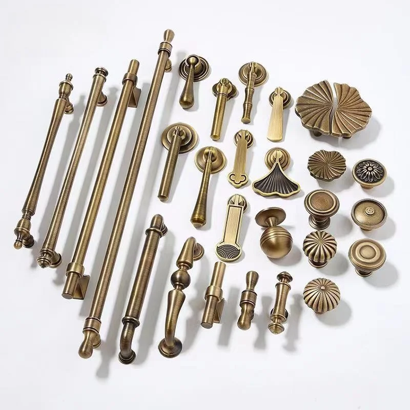 Solid Brass Vintage Handles Kitchen Cabinet Handles Drawer Knobs Antique Cupboard Door Wardrobe Pulls Furniture Handle Hardware