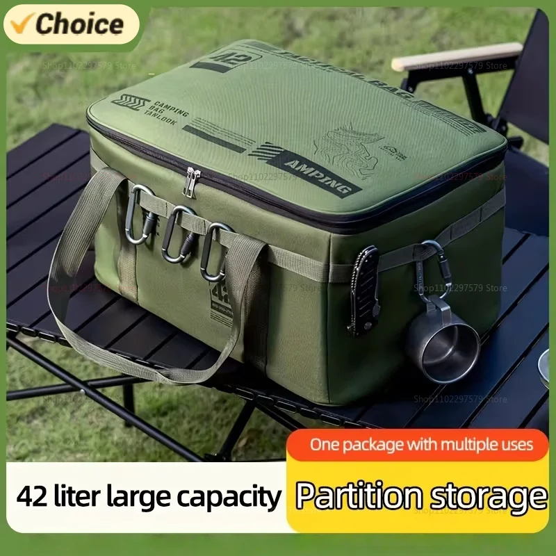 42L Large Capacity Insulated Storage Bag - Waterproof Folding Box - Outdoor Tableware Box - Picnic Bag - Camping Folding Bag