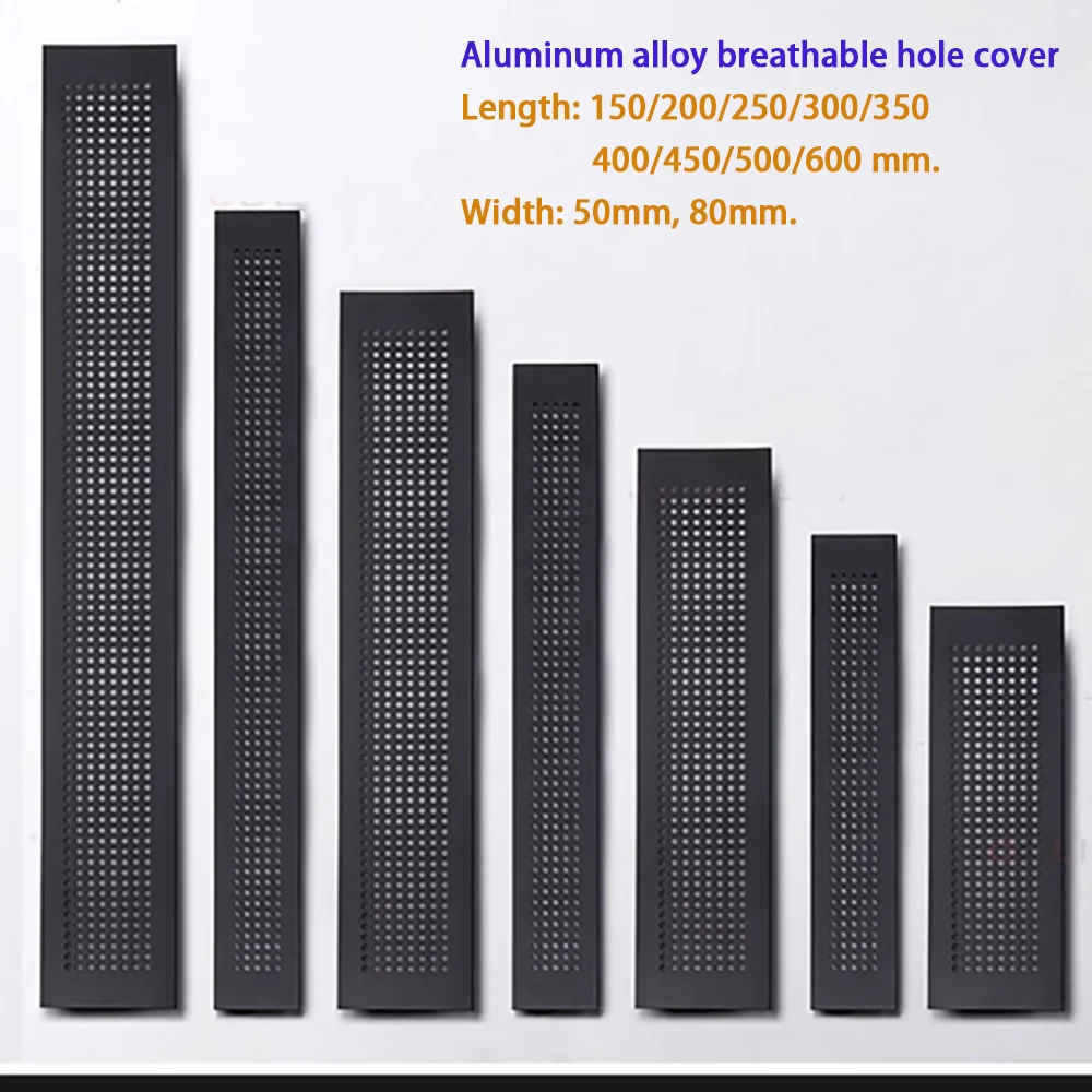 1Pcs Black Aluminum Alloy Cabinet Ventilation Vent Decoration Cover Shoe Cabinet Mesh Hole Cover Hardware 50mm-600mm