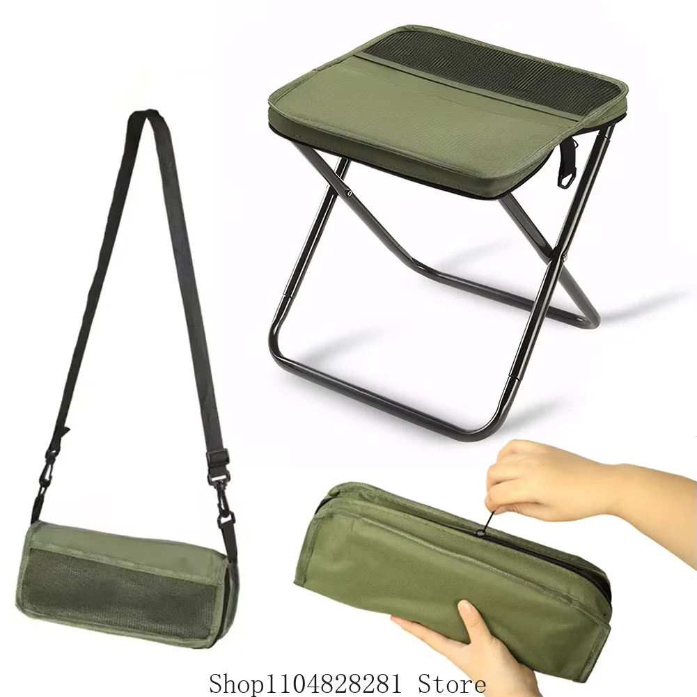 Portable foldable camping stool lightweight backpacking chair for outdoor fishing, picnics, hiking, beach compact seating