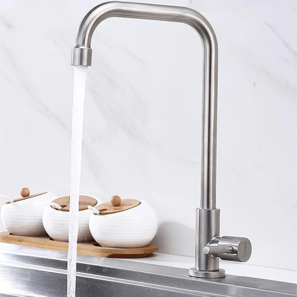 304 Stainless Steel Kitchen Faucet Water Purifier Single Cold Water Tap Deck Mounted Kitchen Sink Faucet