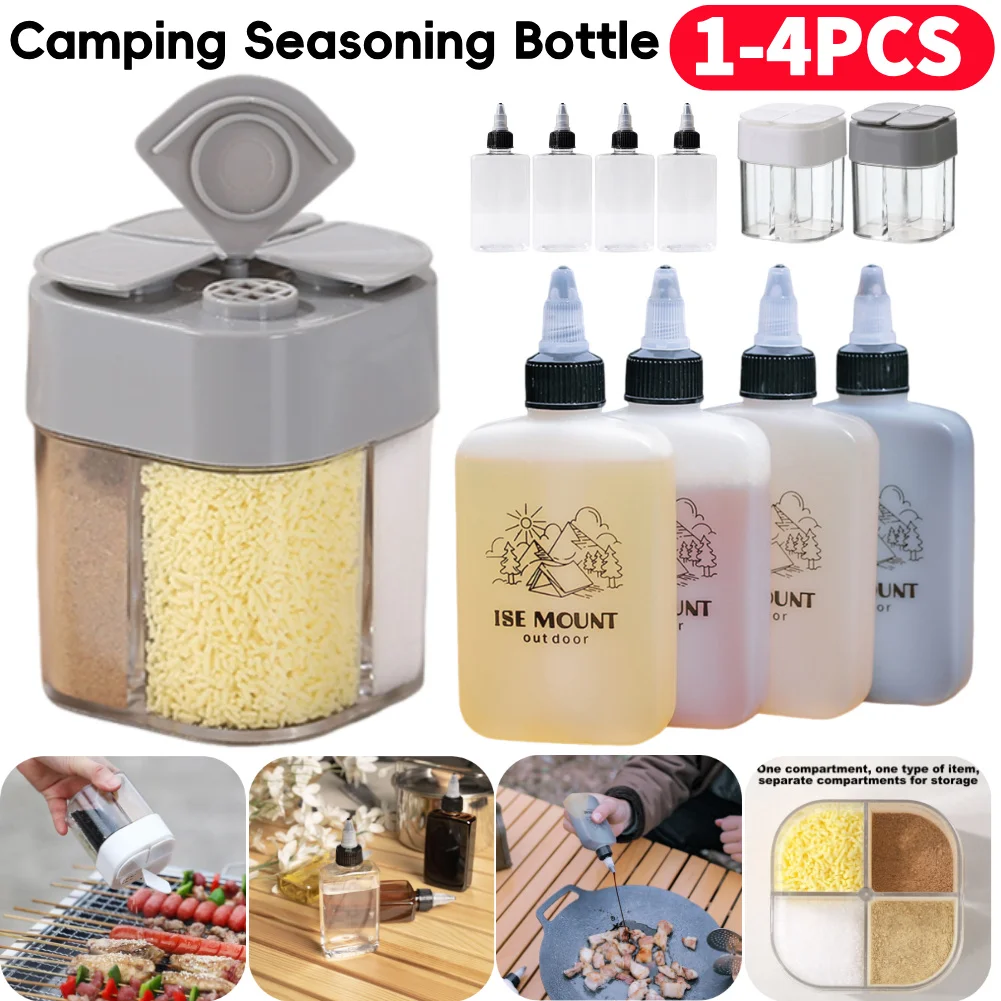 Camping Seasoning Jar with Lids Oil Bottle For Outdoor Cooking BBQ Salt and Pepper Shaker Oil Vinegar Soy Sauce Bottle Picnic