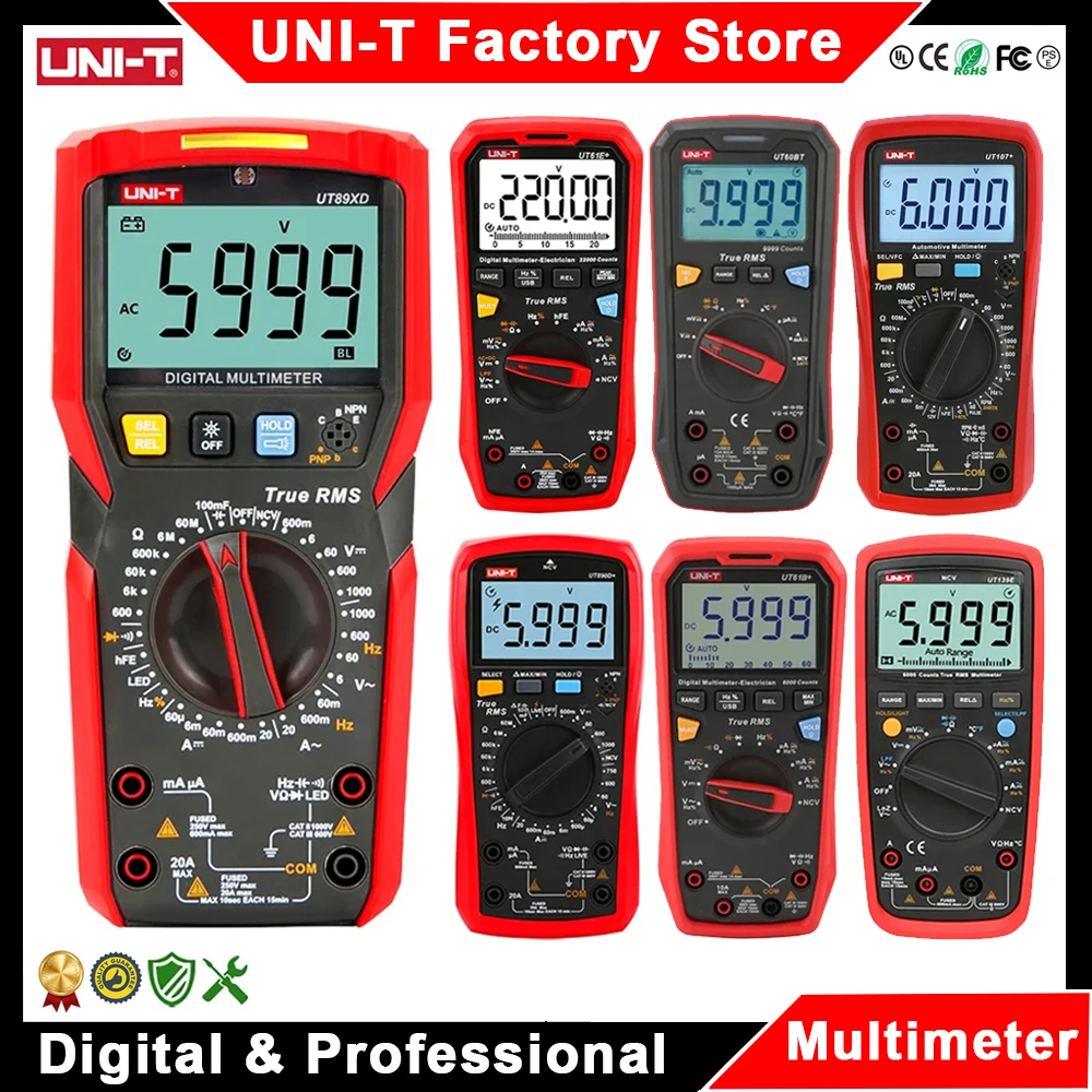 UNI T Multimeter UT890C UT890D+ UT89X UT89XD UT89XE UT61B+ UT61D+ UT61E+ UT60S UT60BT UT105+ UT107+ UT33A+ UT139B UT139C UT139E