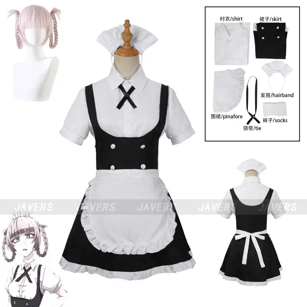 Anime Yofukashi No Uta Nanakusa Nazuna Cosplay Costume Wig Maid Dress Call of The Night Uniform Women Halloween Carnival Suit