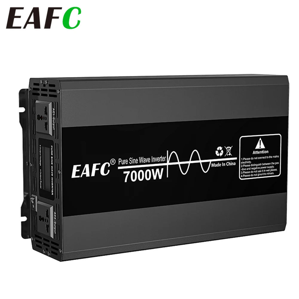 EAFC Pure Sine Wave Inverter 4000W 5000W 7000W Power DC 12V to AC 220V 50HZ Power Bank Converter Solar Car Inverter
