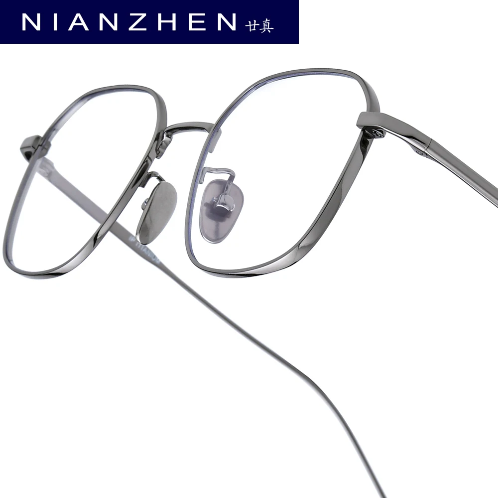 NIANZHEN Titanium Alloy Eyeglasses Frame Men Polygon Brand Design Glasses Women Ultralight-Weight Retro Eyewear Spectacles 1909