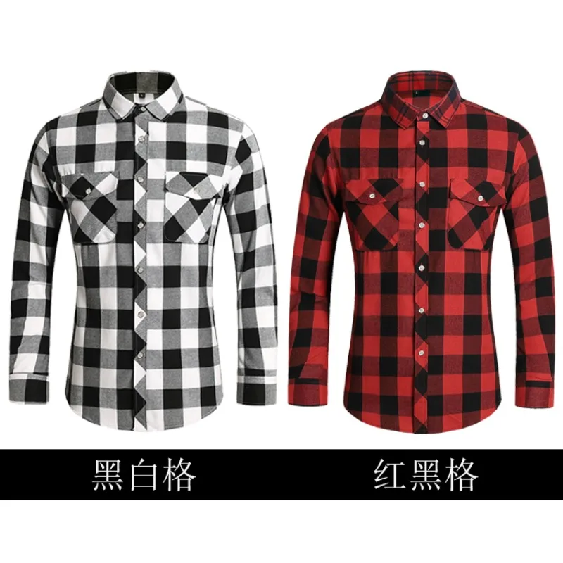 New Fashionable Men's Checked Long-sleeved Shirt, Available in Asian Sizes M To 7XL, Is The Perfect Choice for Casual Wear.