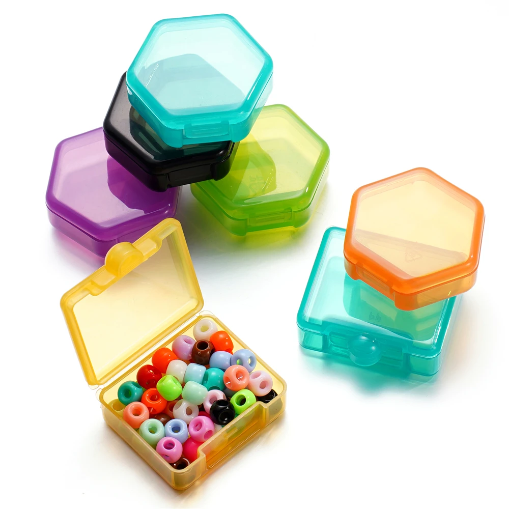 3pcs/Lot Colorful Square Plastic Storage Box Beads Earrings Hexagon Jewelry Container for DIY Craft Jewelry Making Organizer