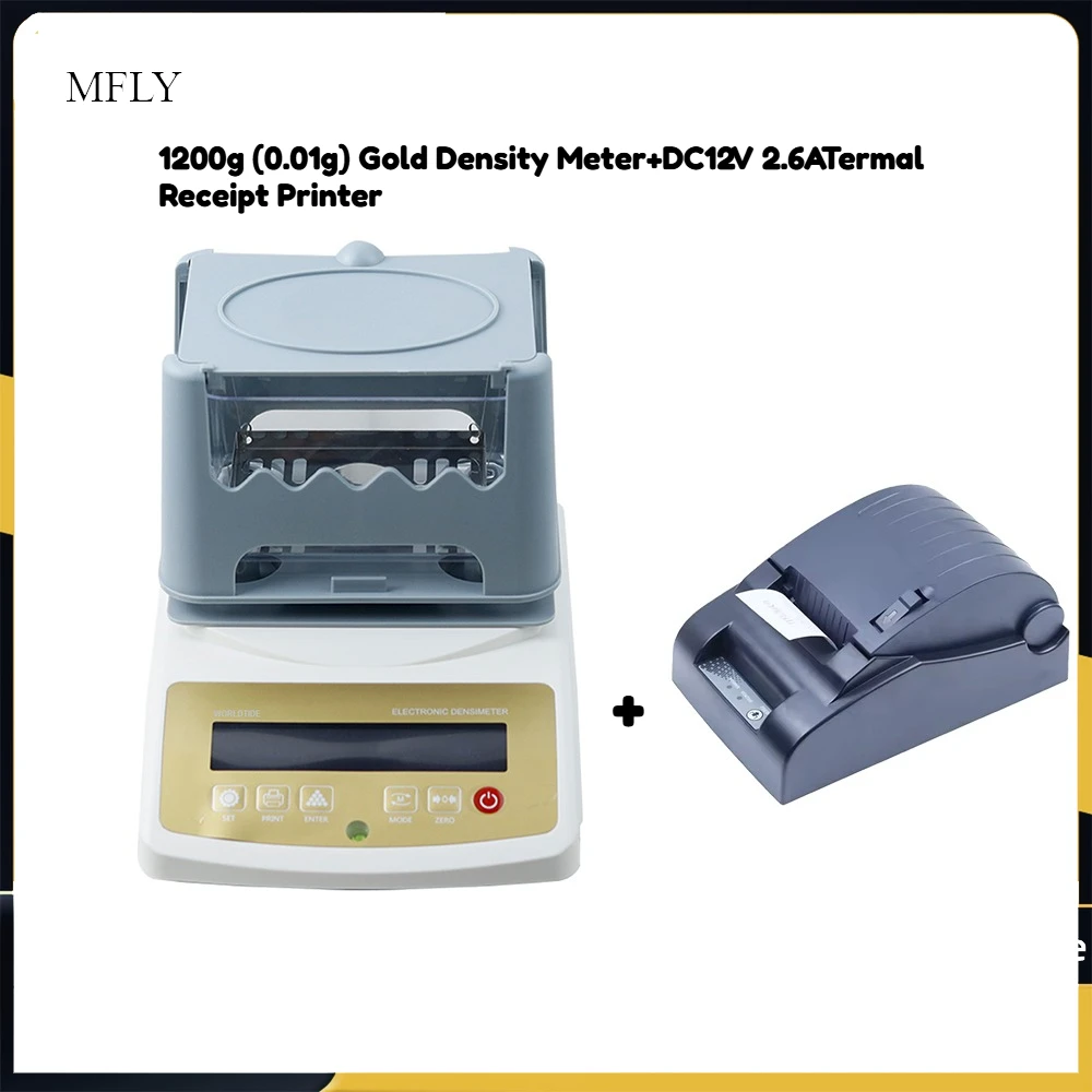 1200g (0.01g) Accuracy Precious Metal Gold Densitometer Platinum True False Tester Silver K Gold Density Purity Tester+Printer