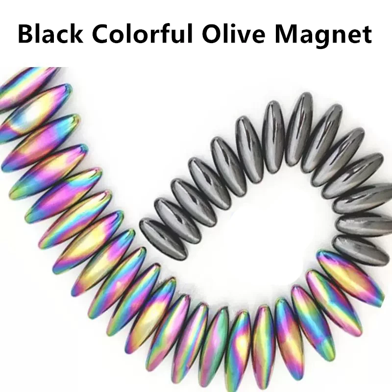 Colorful Black Fridge Magnets Strong Magnetic Rugby Ball Tumbled Stone Oval Magnet Beads Health Care Massager Relieve Stress Toy