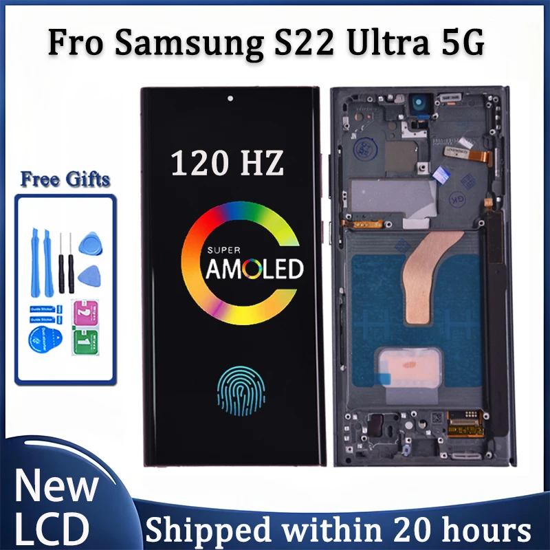AMOLED Display For Samsung Galaxy S22 Ultra 5G LCD Display Touch Screen Digitizer Assembly For Samsung S22 Ultra Display