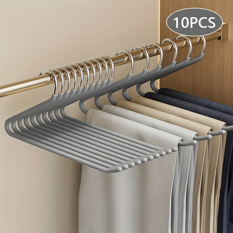10 PCS Z-Shaped Pants Hangers, Heavy Duty Metal Space Saving Closet Hangers for Home & Store Display, Trouser Hanger Organizer