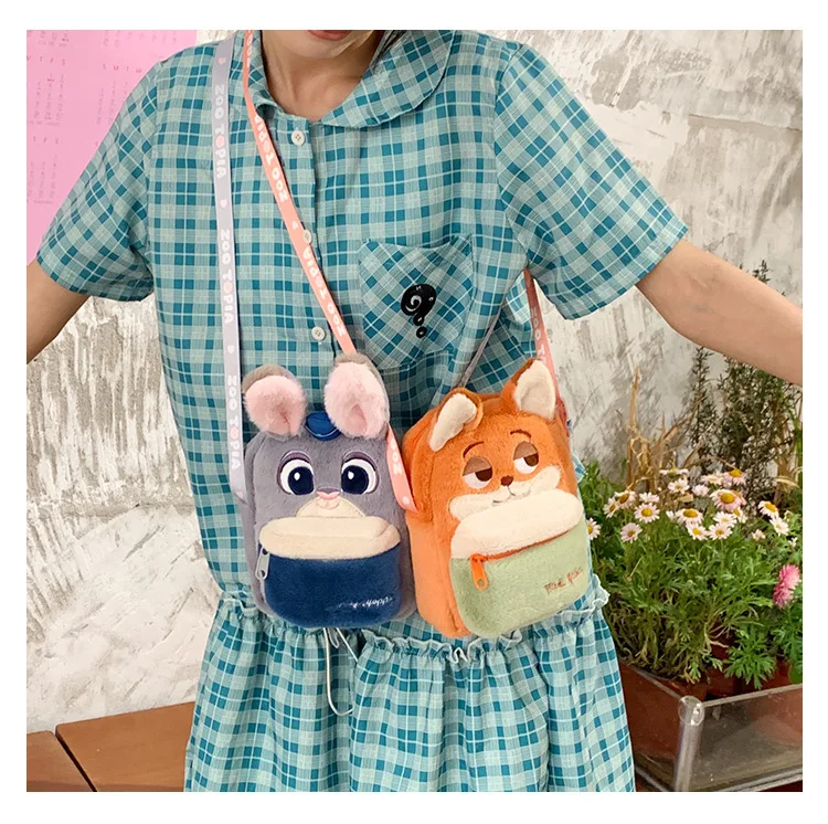 Zootopia‌ Bag New Crazy Animal City Sling Bag Plush Backpack Fashion Versatile Cute Outfit Matching Fluffy Bag