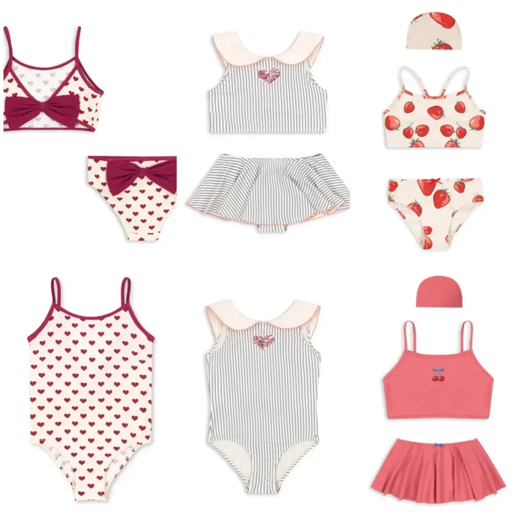 2026 Summer New Toddler Baby Girls Swimsuit Love Printed Bikini Suit Cute Bow One-piece Swimsuit Kids Swimwear for Girls