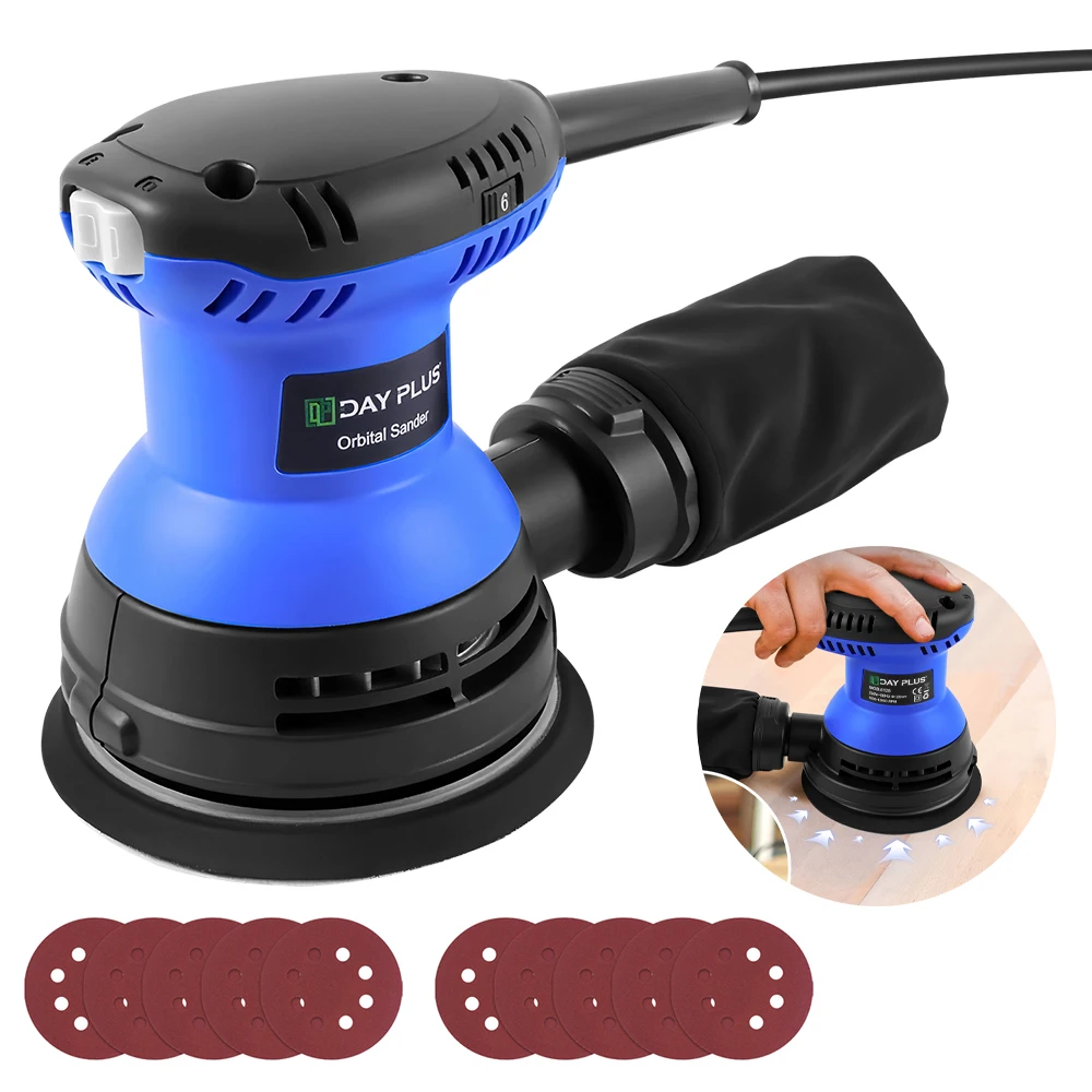 Electric sander, 6-speed track-type sander, suitable for sanding and polishing wood, furniture, metal and car surfaces