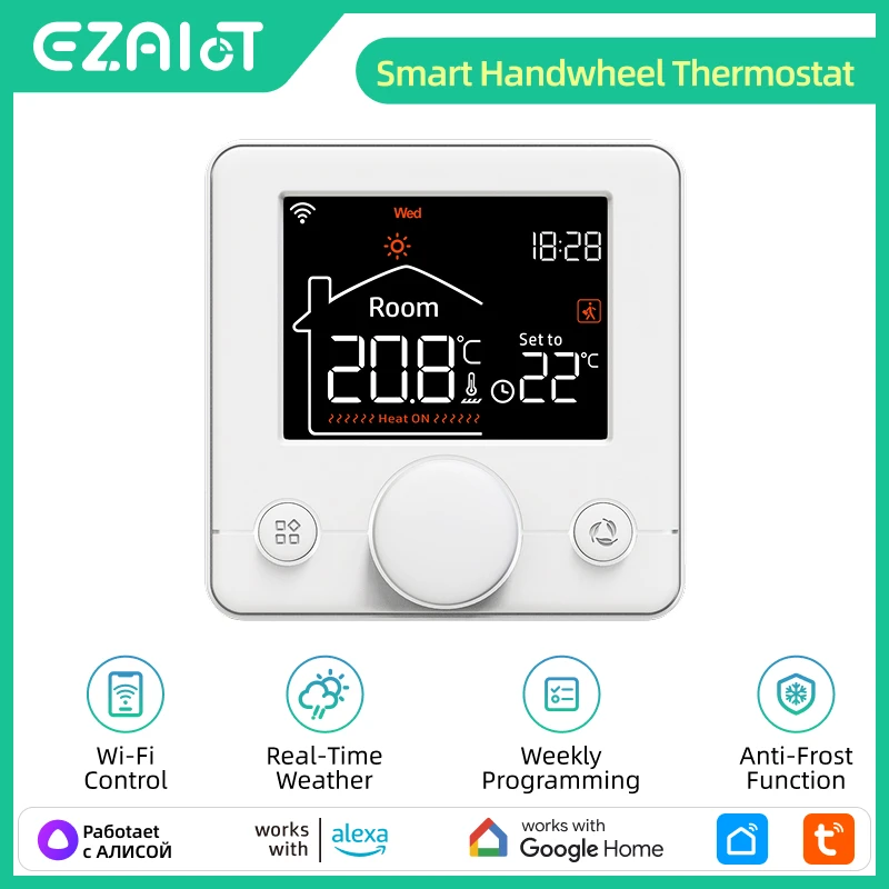 WiFi Smart Thermostat Room Temperature Controller 16A/3A Electric/Water Floor Heating Gas Boiler works with Alex Google Alice