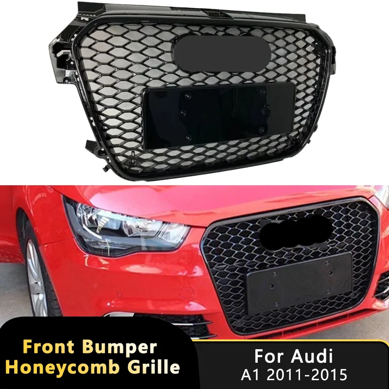 High quality GRILL Centre Panel Upper Grill For Audi A1 2011-2015 S1 Grilles Honeycomb Mesh Racing Grille ABS Car Accessories