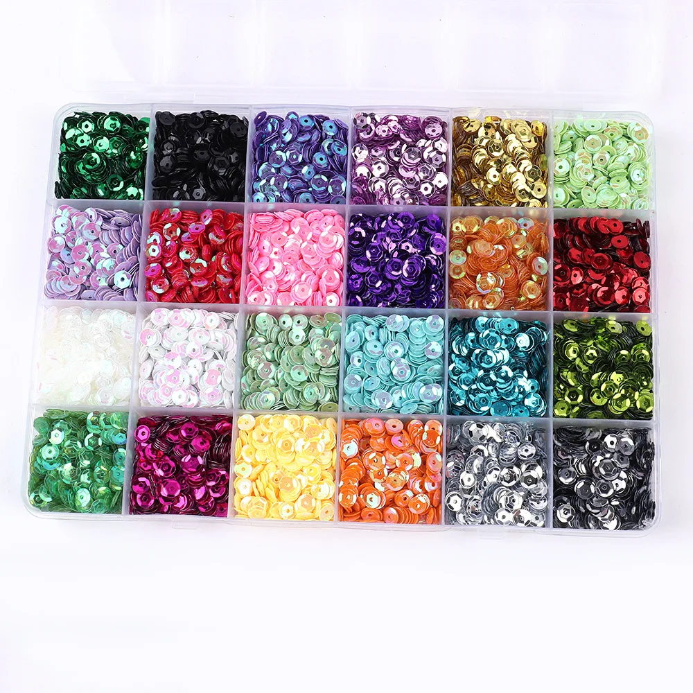 24 Colors Bright Sequins Round Flatback Confetti Paillettes Sewing Wedding Dress DIY Crafts Accessories