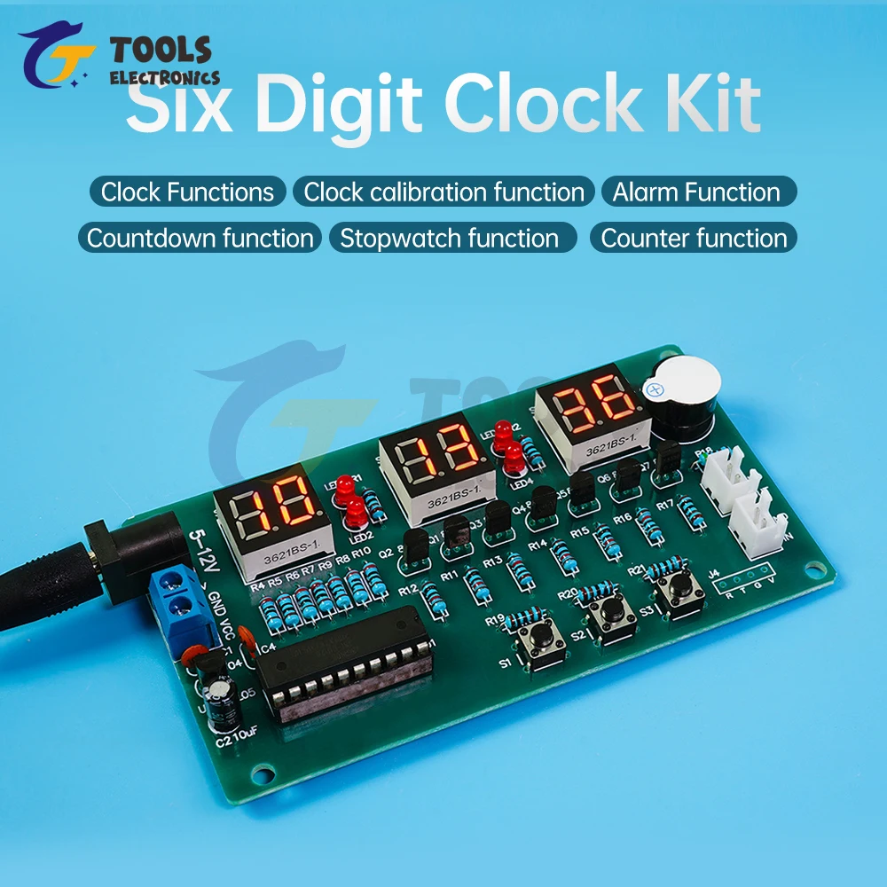 Red Display Digital Clock Module Electronic Kit C51 Electronic Clock DIY Kit DC 5-12V LED Digital Horologe Suite Timer Module