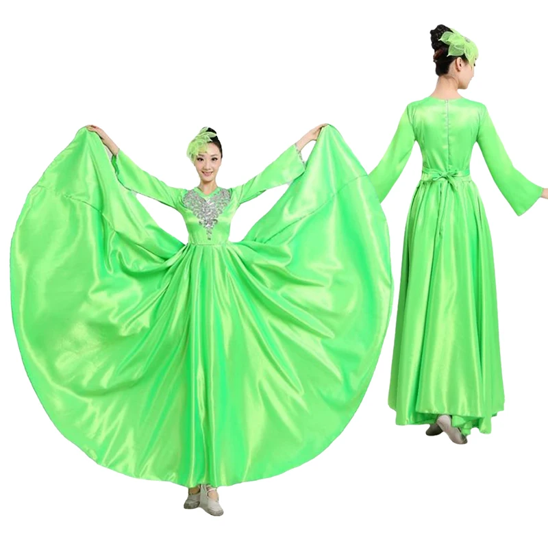 Flamenco Dance Dress for Women Spain Style Big Swing Skirt Stage Performance Costume with 180/360/540/720 Degree Open