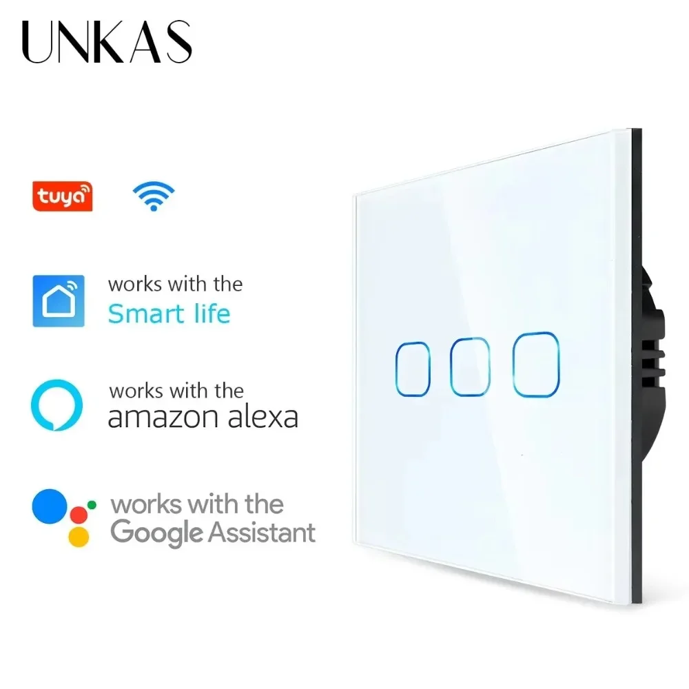 Smart Switches 1/2/3 Gang Wifi Touch Light Switch Wall Sensor Switches Tuya Control Smart Life Google Alexa Alice Yandex