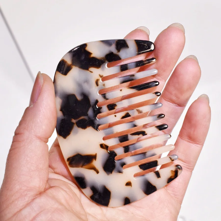 Acetate Small Hairdressing Comb Women Girls Retro Marbled Scalp Massage Anti-static Hairbush Portable Pocket Comb Styling Tools