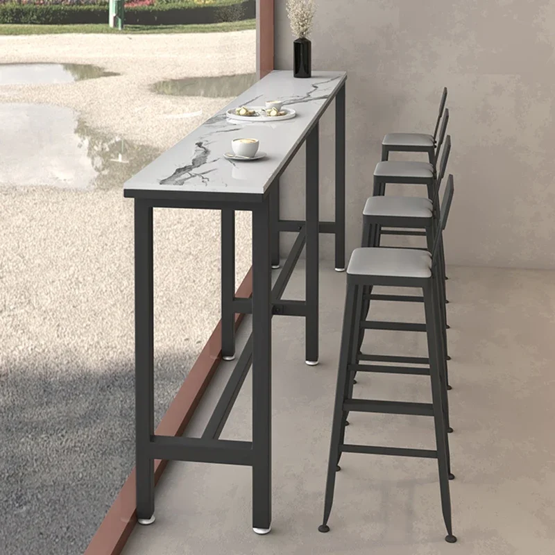 Minimalist Luxury Square Bar Table Narrow Industrial Kitchen Bar Metal Dining Table Modern Table Manger Living Room Furniture