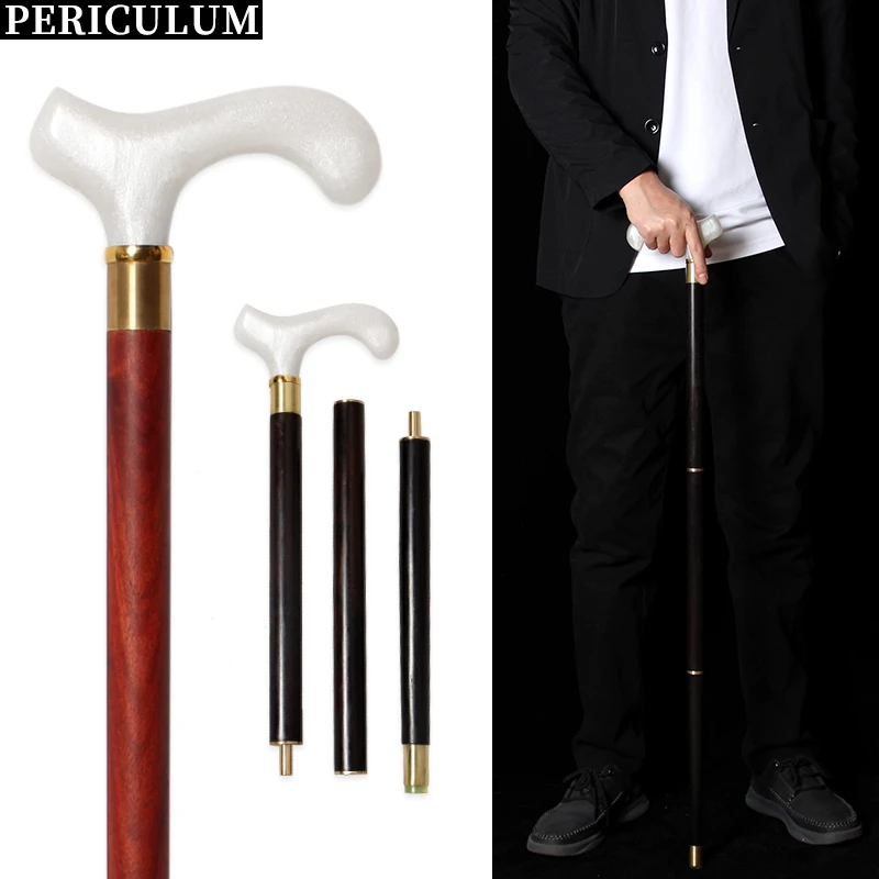 2 Colors Man Luxury White Resin Handle With African Wooden Walking Stick Woman Fashionable Elegant Walking Canes
