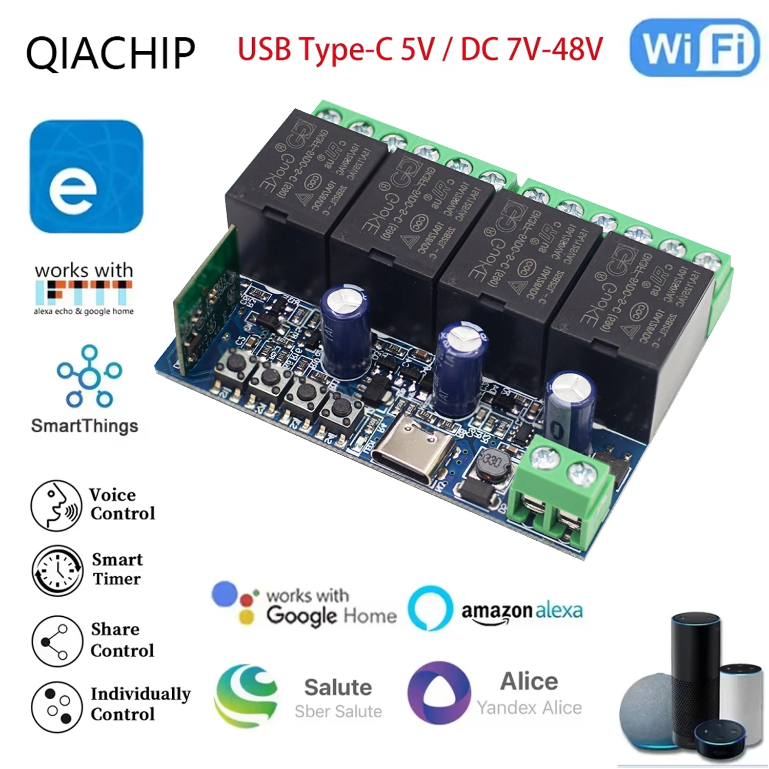 4CH Smart Wifi Switch Smart Relay Module DC 5V 12V 24V 48V Wireless Switch Timer Phone Remote Control For EWeLink Google Home