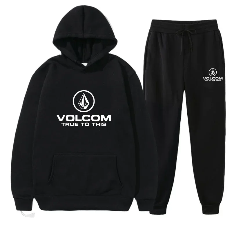 2025 new Volcom men's sports and leisure suit men's fashion suit men's autumn new two-piece set hooded