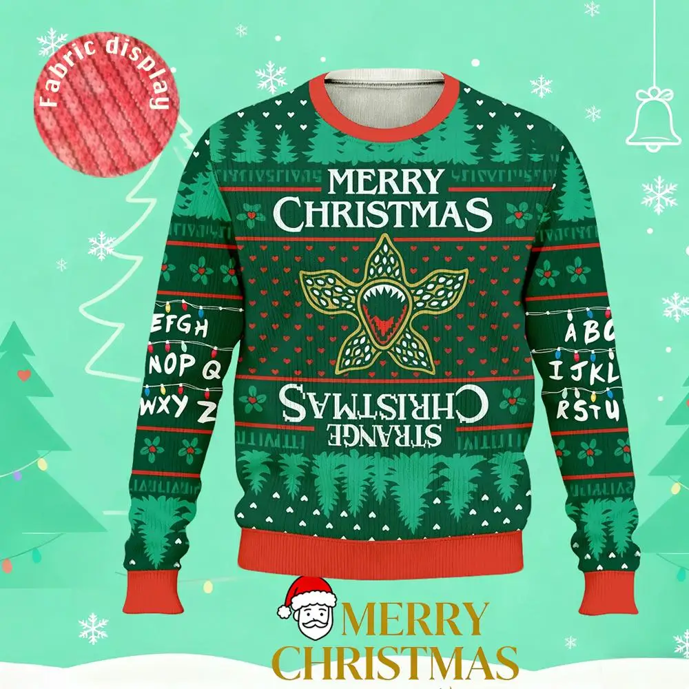 Christmas Stranger Ugly Sweater Print Sweatshirt Holiday Party Thing Funny Pattern Tops Autumn/Winter Men's and Women's Pullover