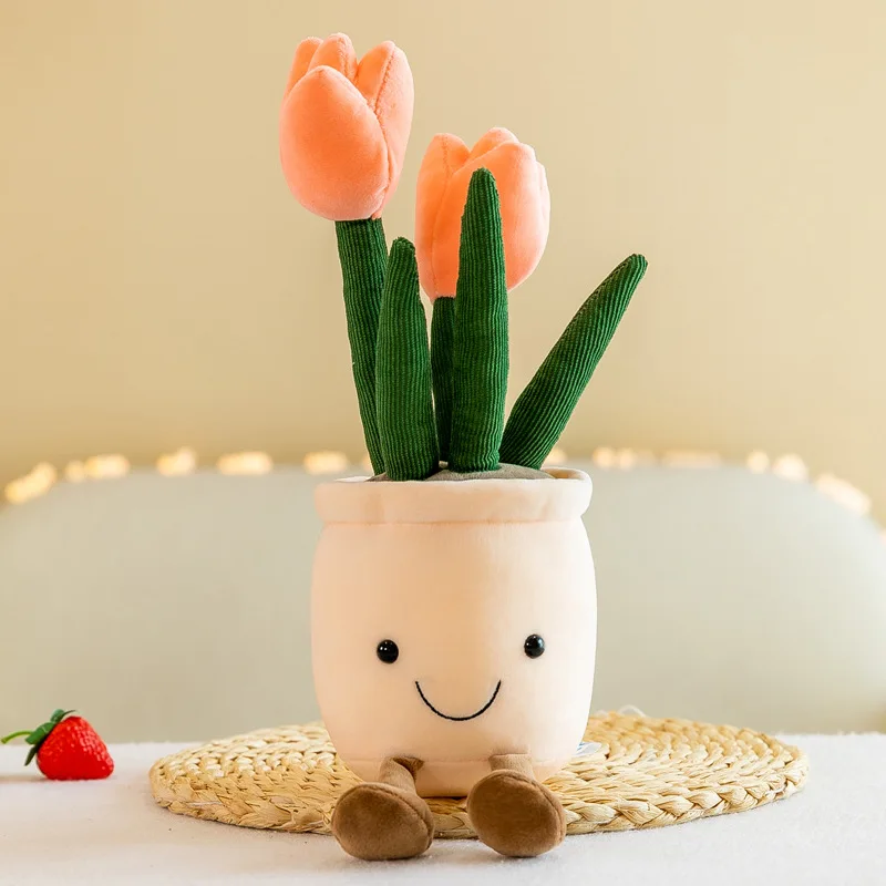 @Cartoon Cute Hot Sale Cake Plush Doll Pendant Succulent Flower Tulip Plant Potted Plush Toy Home Decoration Gift For Children
