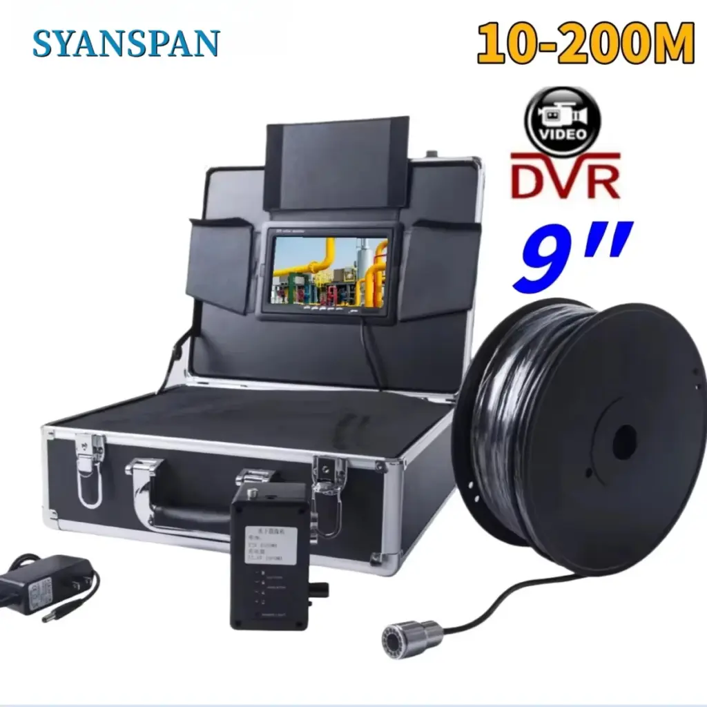 7/9" Screen Underwater Well Camera 200M Cable;SYANSPAN 8GB DVR Video Recording Fishing Finder 25MM Camera Head Waterproof IP68