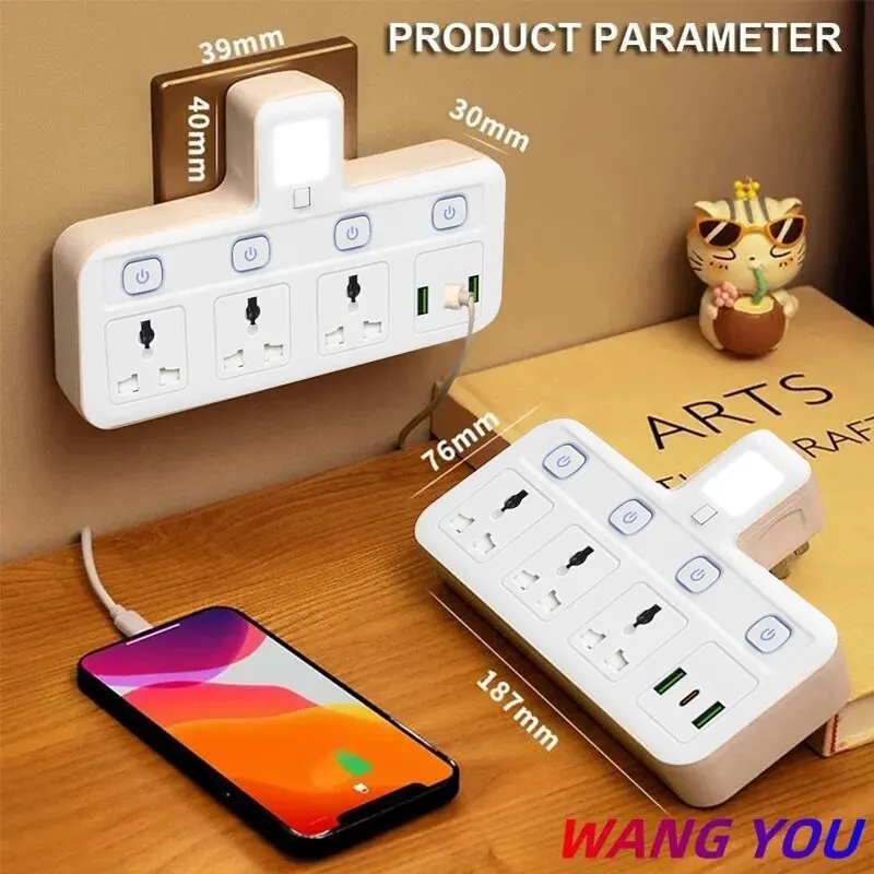 EU UK Plug Universal Outlet Power Strip Multitap AC Separate Control Wall Socket With USB Fast Charge Multiprise Plug Adapter