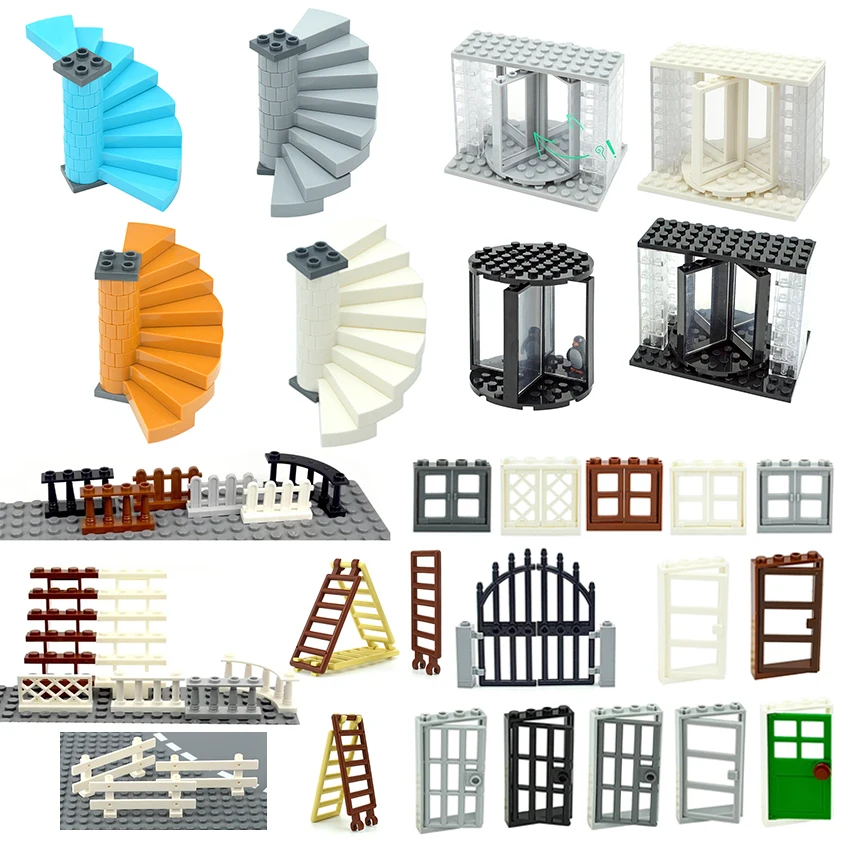 DIY City Friends Toys House MOC Parts Fence Stairs Ladder Gate Building Blocks Door Window Garden Assemble Bricks Leduo