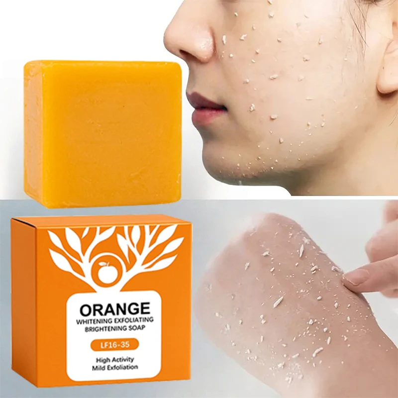 100g Orange Enzymes Mild Exfoliating Brightening Soap Bar,Face Body Gentle Cleansing Hydrating Moisturizing,Smooth Tender Skin