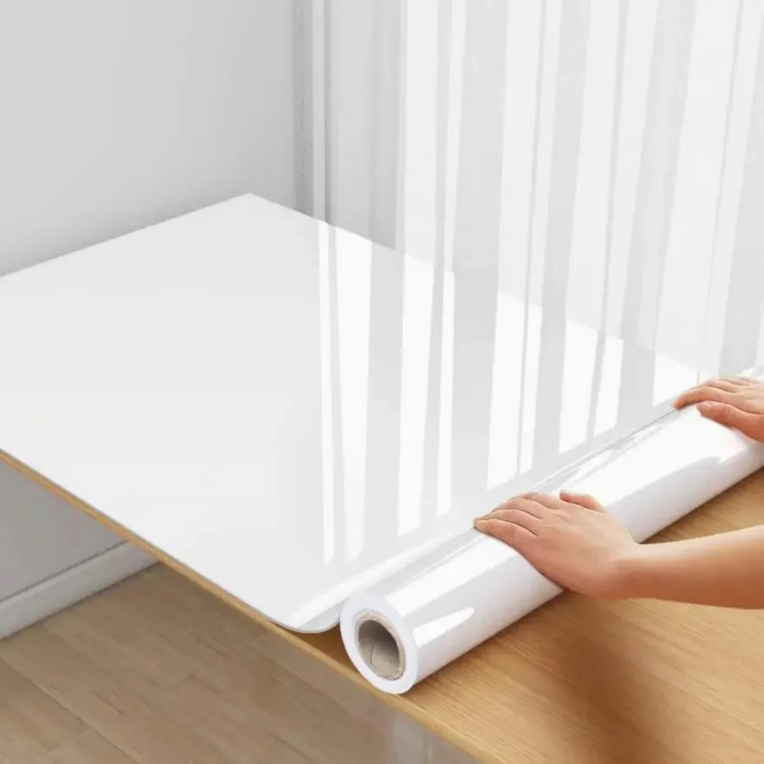 Plain Gloss Paste Wall Stickers PVC Pearl Film Waterproof Wallpaper Room DIY Self-adhesive Wardrobe Kitchen Furnitur Renovation