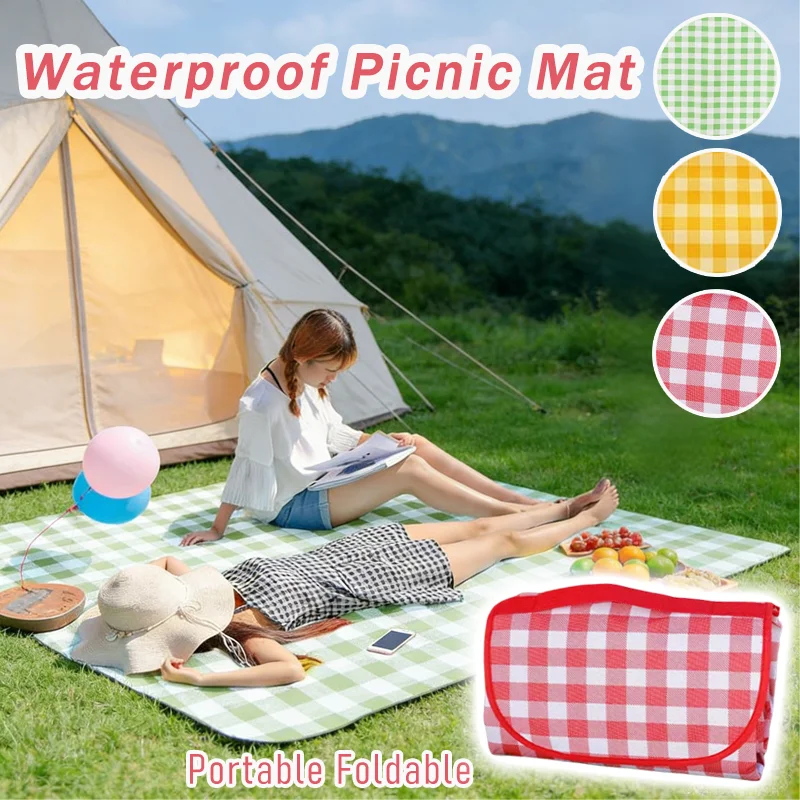 Waterproof Picnic Mat Outdoor Blanket Thick Camping Ground Tarp Moisture Proof Grass Mat Portable Foldable for Beach Park