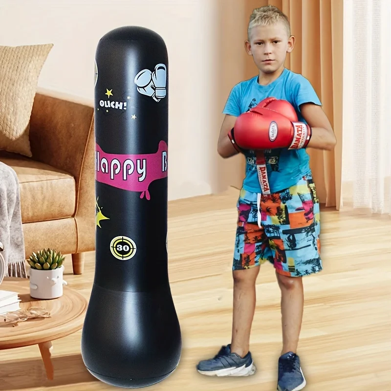 Inflatable Bopper Kids Punching Bag with Bounce-Back Action Inflatable Toys Bop Bag for Kids Presents with OPTIONAL Gloves