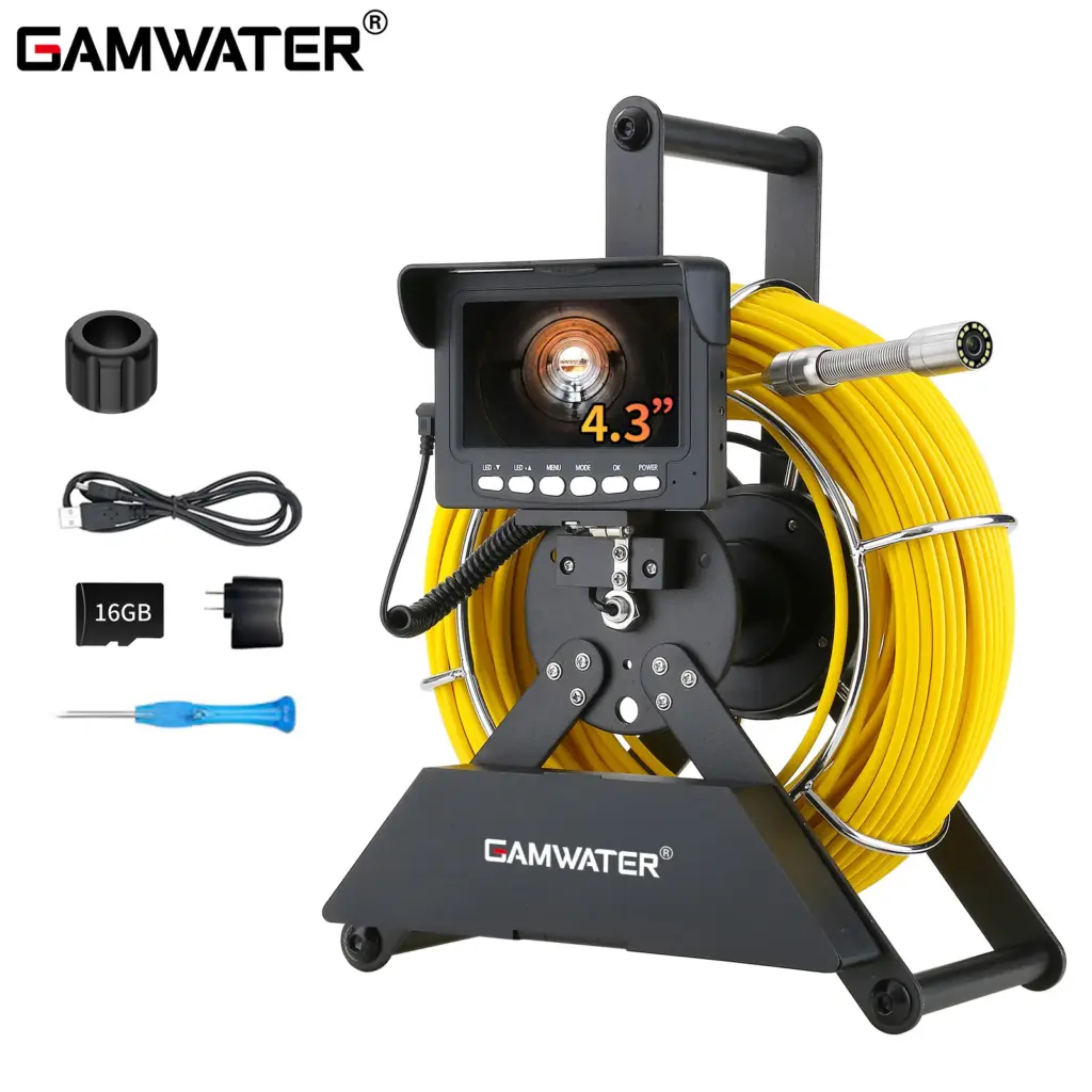 4.3 inch Sewer Pipe Inspection Camera 4500mah with Battery IP68 1000TVL Drain 17MM Sewer Pipeline Industrial Endoscope