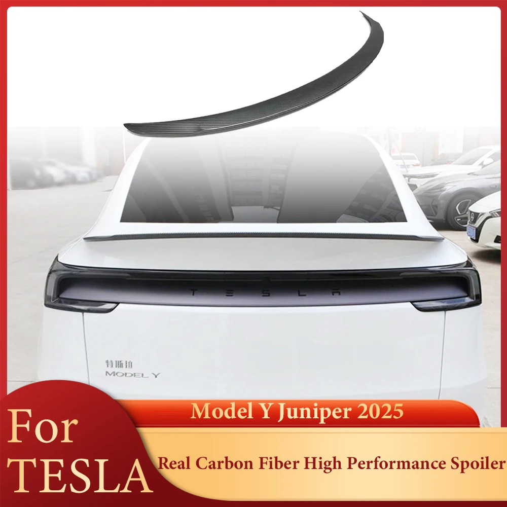 Real Carbon Fiber High Performance Spoiler For Tesla Model Y Juniper 2025 Rear Trunk Tail Wings Car Exterior Accessories New